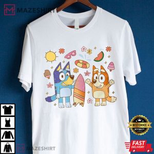 31Summer Bluey And Bingo With Crown And Mushroom T-Shirt