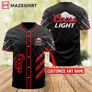 Personalized Black Coors Light Baseball Jersey