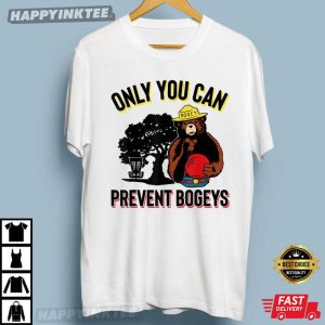 28.UniBogey The Bear Only You Can Prevent Bogeys Disc Golf T-Shirtsex white