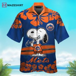 New York Mets Snoopy Smile Surfboard Hawaiian Shirt