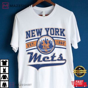 New York Mets New York EST 1962 Vintage T Shirt (3)