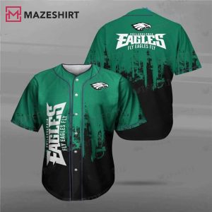 Philadelphia Eagles Grunge Pattern Baseball Jersey