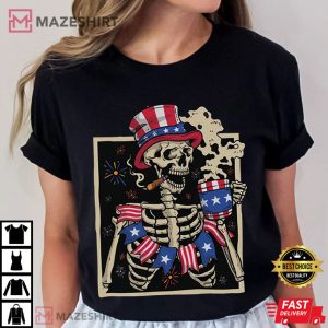 4th of July Patriotic Skeleton T Shirt (3)