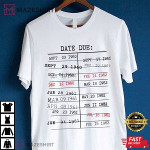 Vintage Library Due Date Card Gift For Reader T Shirt (1)