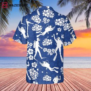 Blue Diving Flower Hawaiian Shirt (2)