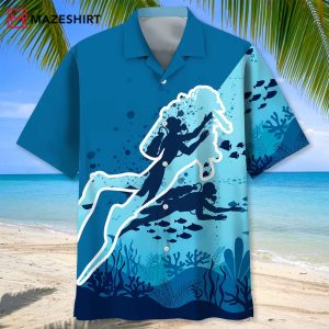 Blue Scuba Blue Sea Color Hawaiian Shirt