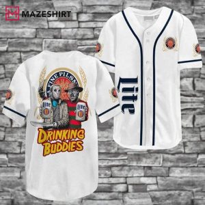 Miller Lite Freddy Krueger Jason Voorhees Drinking Buddies Baseball Jersey