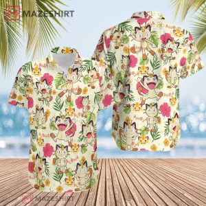 Pokemon Meowth Aloha Anime Pattern Hawaiian Shirt