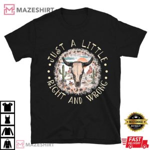 Just A Little Right And Wrong Music Bull Skull Western Leopard T Shirt (3)