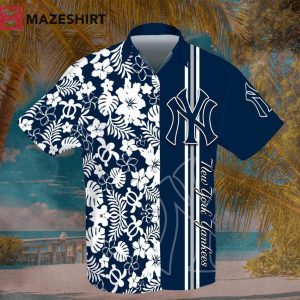 New York Yankees Stripes Flowery Aloha Summer Beach Hawaiian Shirt
