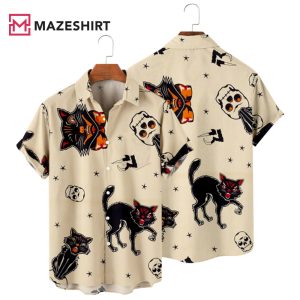 Halloween Pattern Beige Hawaiian Shirt (1)