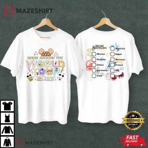 Epcot Showcase Drinking The World Tour 2023 T Shirt (1)