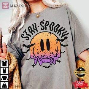 Halloween Smiley Stay Spooky Comfort Colors T Shirt (3)