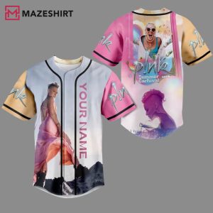 Pink Carnival Custom Name Baseball Jersey