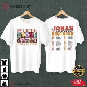 Retro Jonas Brothers Five Albums One Night Tour T Shirt (1)