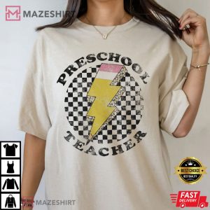 Preschool Teacher Back To School Teacher Appreciation Checkered T Shirt (1)
