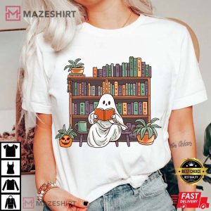 Ghost Book Reading Halloween T Shirt (2)