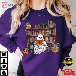 Ghost Book Reading Halloween T Shirt (3)