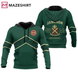Jameson Irish Whiskey Green Wine Pattern 3D Hoodie