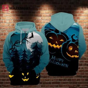 Happy Halloween Pumpkin Scary Skull 3D Hoodie
