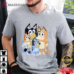 Bluey Mama Running On Bluey and Iced Coffee T Shirt (4)
