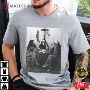 Smoking Nuns Playing Card T Shirt (2)
