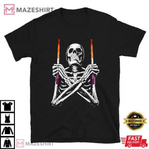 Skeleton Lesbian Drummer LGBTQ Pride T Shirt (2)
