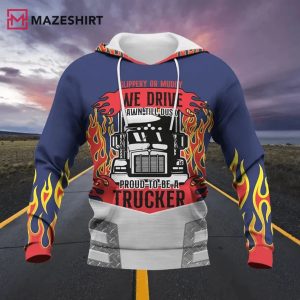 God’s Angels Ride With Trucker 3D Hoodie