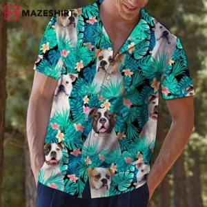 American Bulldog Dog Tropical Trendy Hawaiian Shirt