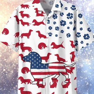 American Flag Dachshund Hawaiian Shirt