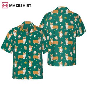 Corgi With Boba Tea Hawaiian Shirt