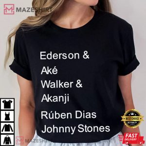 Man City Players Ederson Ake Walker Akanji Ruben John T Shirt (2)