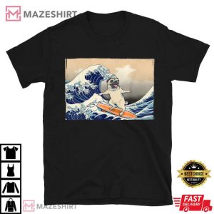 Pug Surfing Dog Lover Funny T Shirt (1)