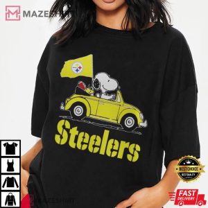 Snoopy Driving Volkswagen Pittsburgh Steelers T Shirt (2)