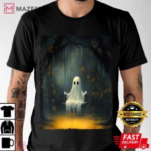 Ghost On The Swing In Forest Halloween Gothic T Shirt (2)