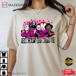 You Can’t Sit With Us Halloween Horror Movie Characters T Shirt (3)