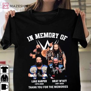 In Memory Of Bray Wyatt Luke Harper Signatures T Shirt (3)
