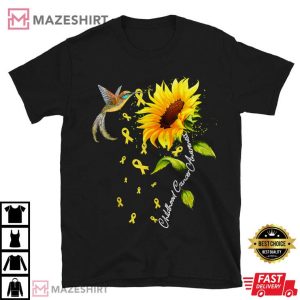Childhood Cancer Awareness Hummingbird Sunflower Ribbon T Shirt (1)
