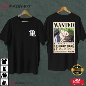 Roronoa Zoro Bounty Wanted Poster One Piece T Shirt 2