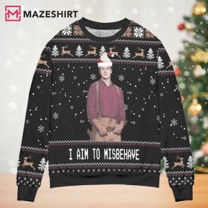 I Aim To Misbehave Survay Says Snowflake Reindeer Ugly Sweater