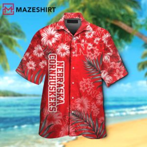 NCAA Nebraska Cornhuskers Red Flowers Hawaiian Shirt (1)