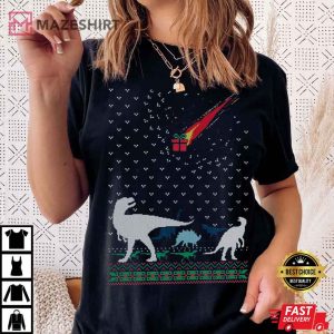 Dinosaur Extinction T Rex Christmas T Shirt (2)