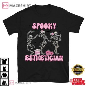 Spooky Esthetician Halloween Skeleton Skin Therapist T Shirt (1)