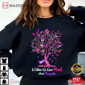 Domestic Violence Breast Cancer Awareness Month Ribbon Tree T Shirt (1)