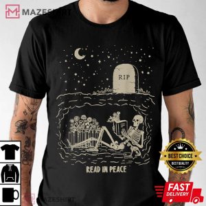 Read In Peace Skeleton Halloween Book Lover T Shirt (3)