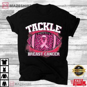 Tackle Breast Cancer Football Pink Ribbon T Shirt 2