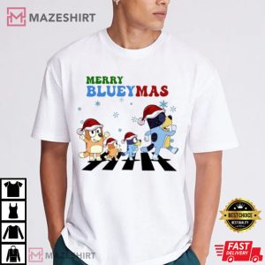 Bluey Family Christmas Merry Blueymas T Shirt (3)
