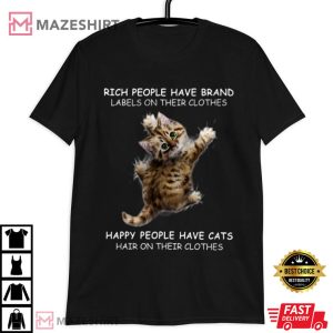 Cat Lover Happy People Have Cat Hair On Their Clothes T Shirt (2)