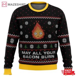 Howl’s Moving Castle May All Your Bacon Burn Calcifer Ugly Christmas Sweater