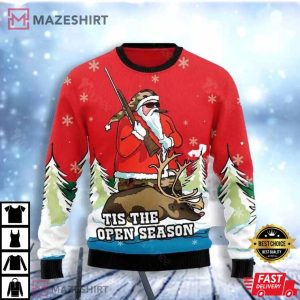 Santa Hunting Ugly Christmas Sweater Santa Hunting Ugly Christmas Sweater